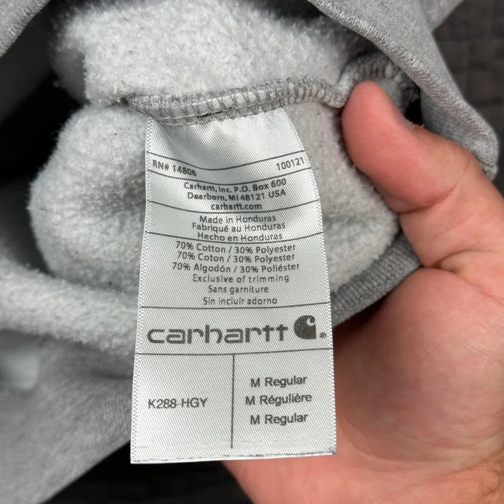 Carhartt Hoodie Men Medium Gray Sweatshirt‎ Original Fit Workwear Distressed